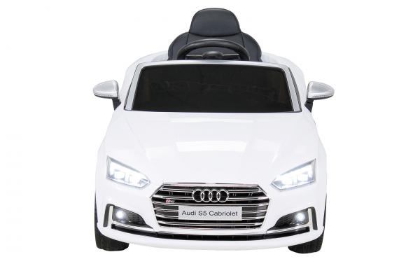 Kinder Elektroauto Audi S5 Cabriolet 2x45 Watt Motor 12V10Ah Batterie Leder Sitz Weiß - Elektro Auto Elektroauto Kinderauto